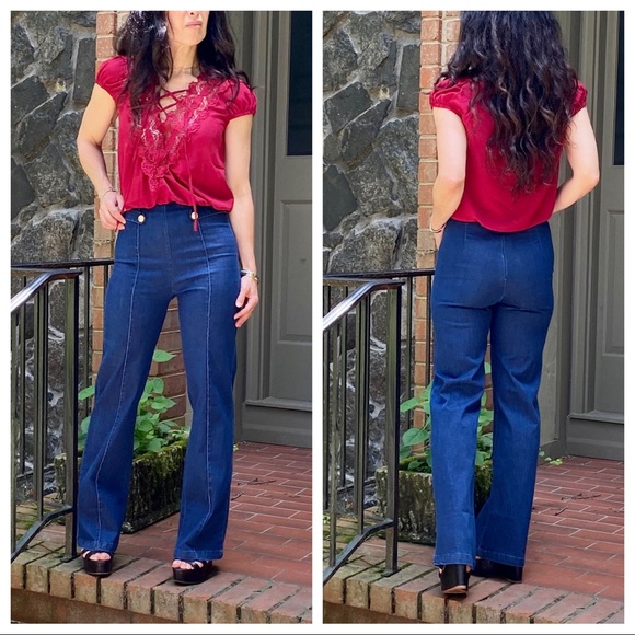 ✨LAST ONE✨BOHO CHIC WIDE LEG JEANS SAILOR PANTS - Picture 3 of 14